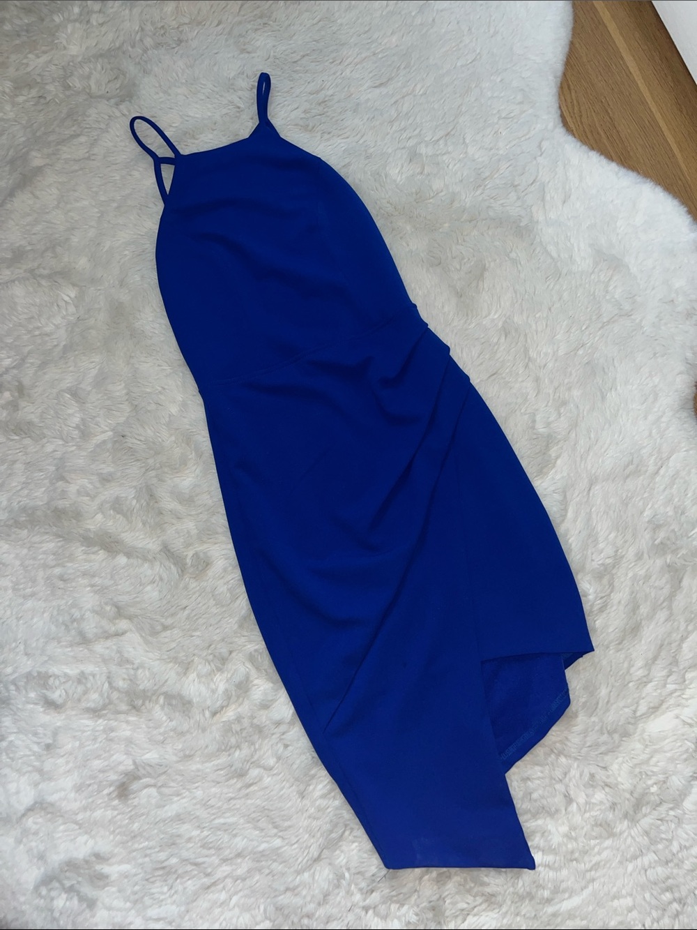 Windsor Royal Blue Asymmetrical Midi Dress